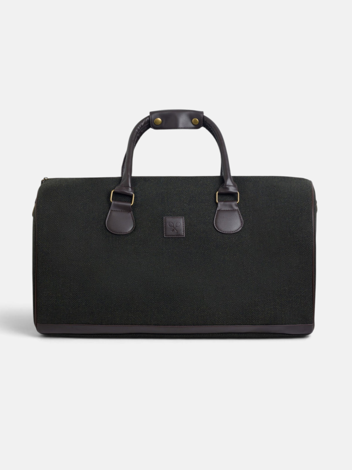 Green herringbone travel bag