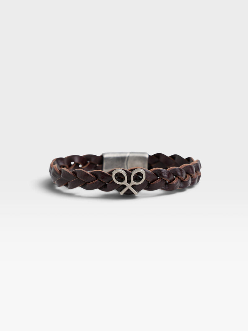 Pulsera piel trenzada raqueta