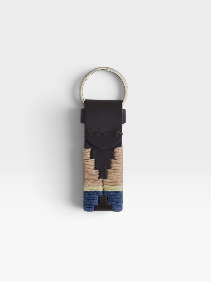 Argentinian multicolor navy blue leather keychain