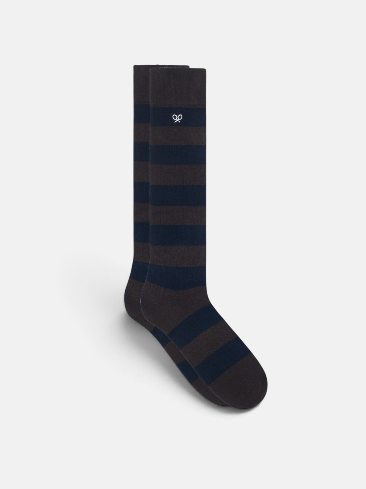 Wide stripe bicolor brown sock