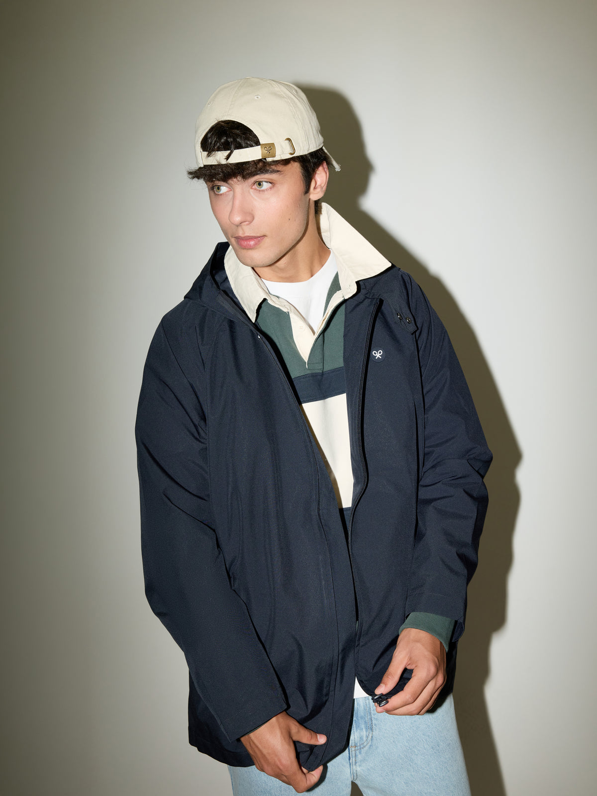 Navy blue technical windbreaker