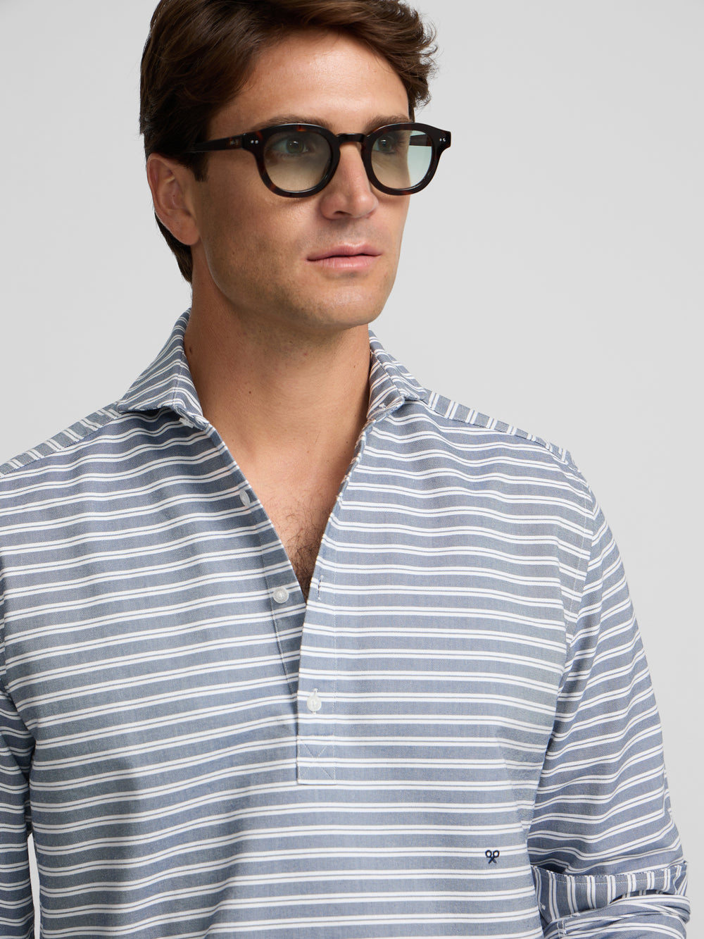 Polera oxford raya horizontal navy