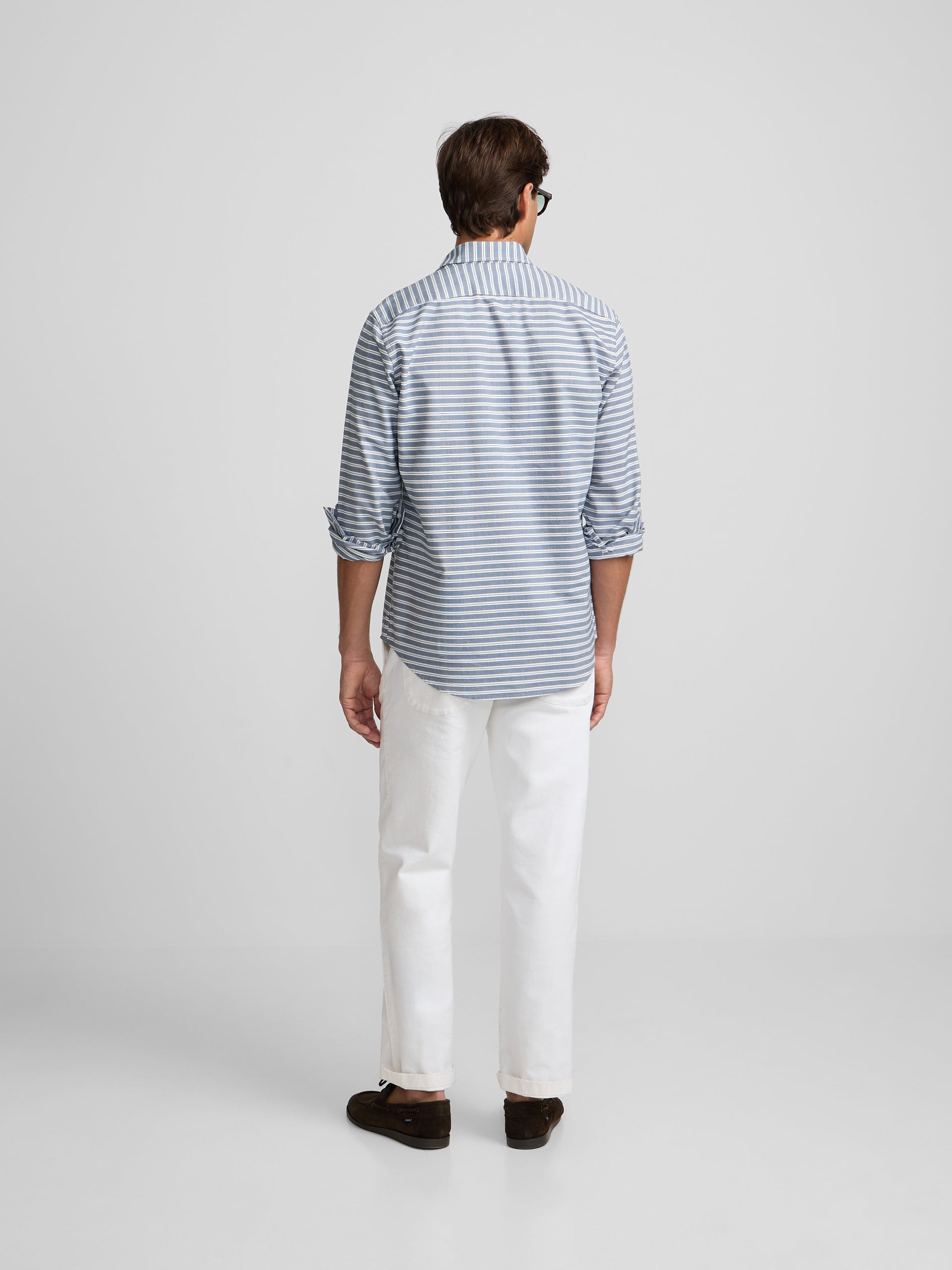 Polera oxford raya horizontal navy