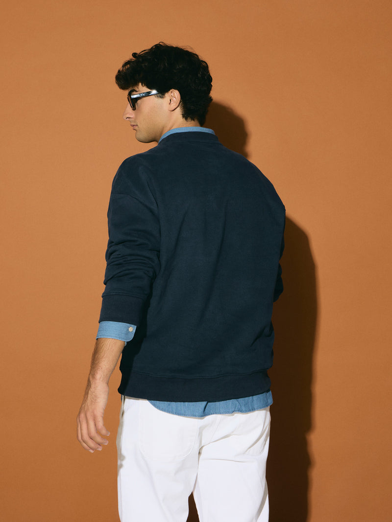 Sudadera relaxed fit silbon bordado azul marino