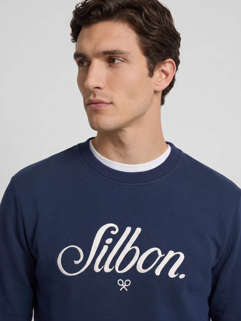 Sweat-shirt coupe décontractée Silbon brodé bleu marine