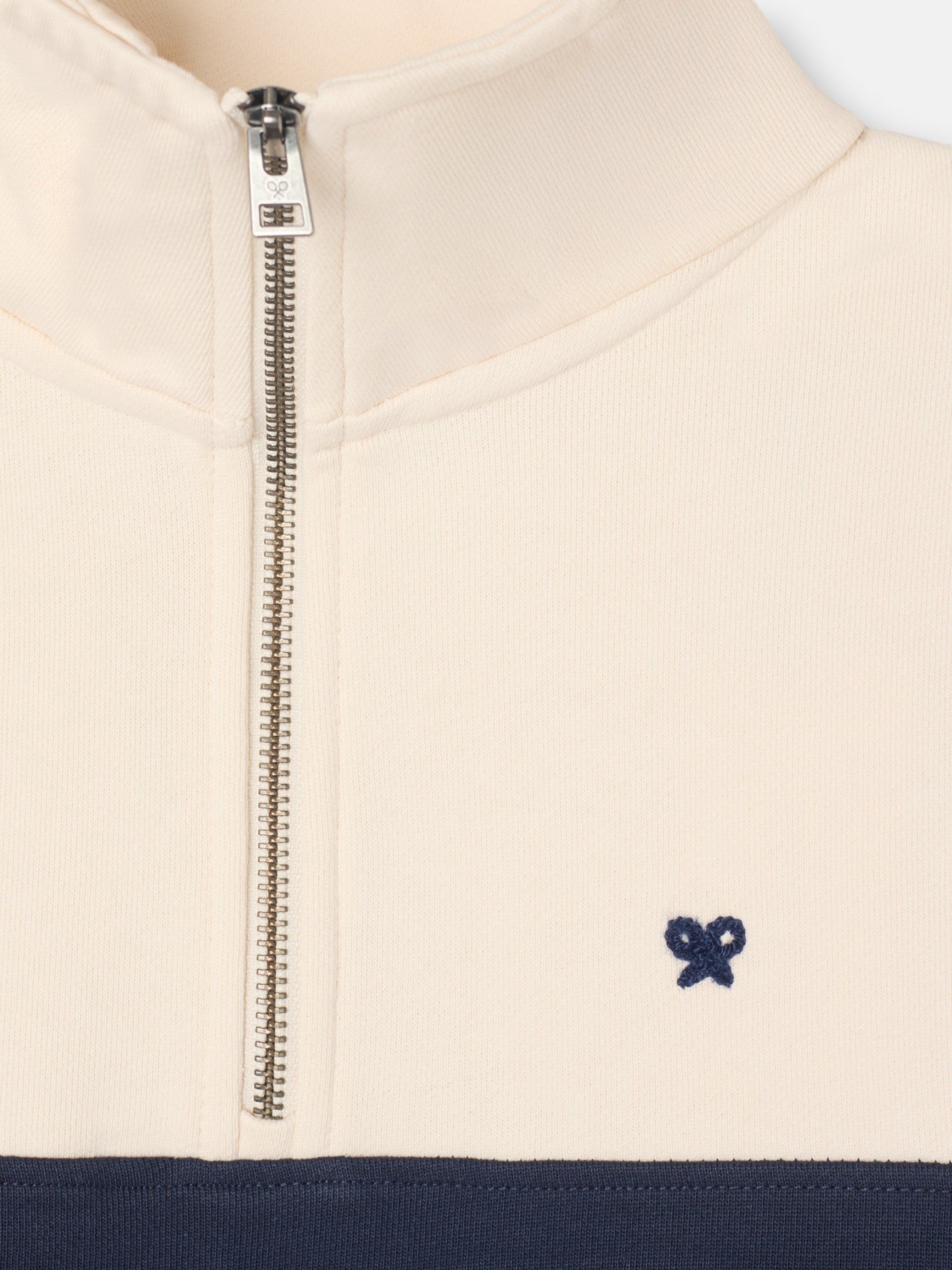 Sudadera media cremallera bloques azul marino