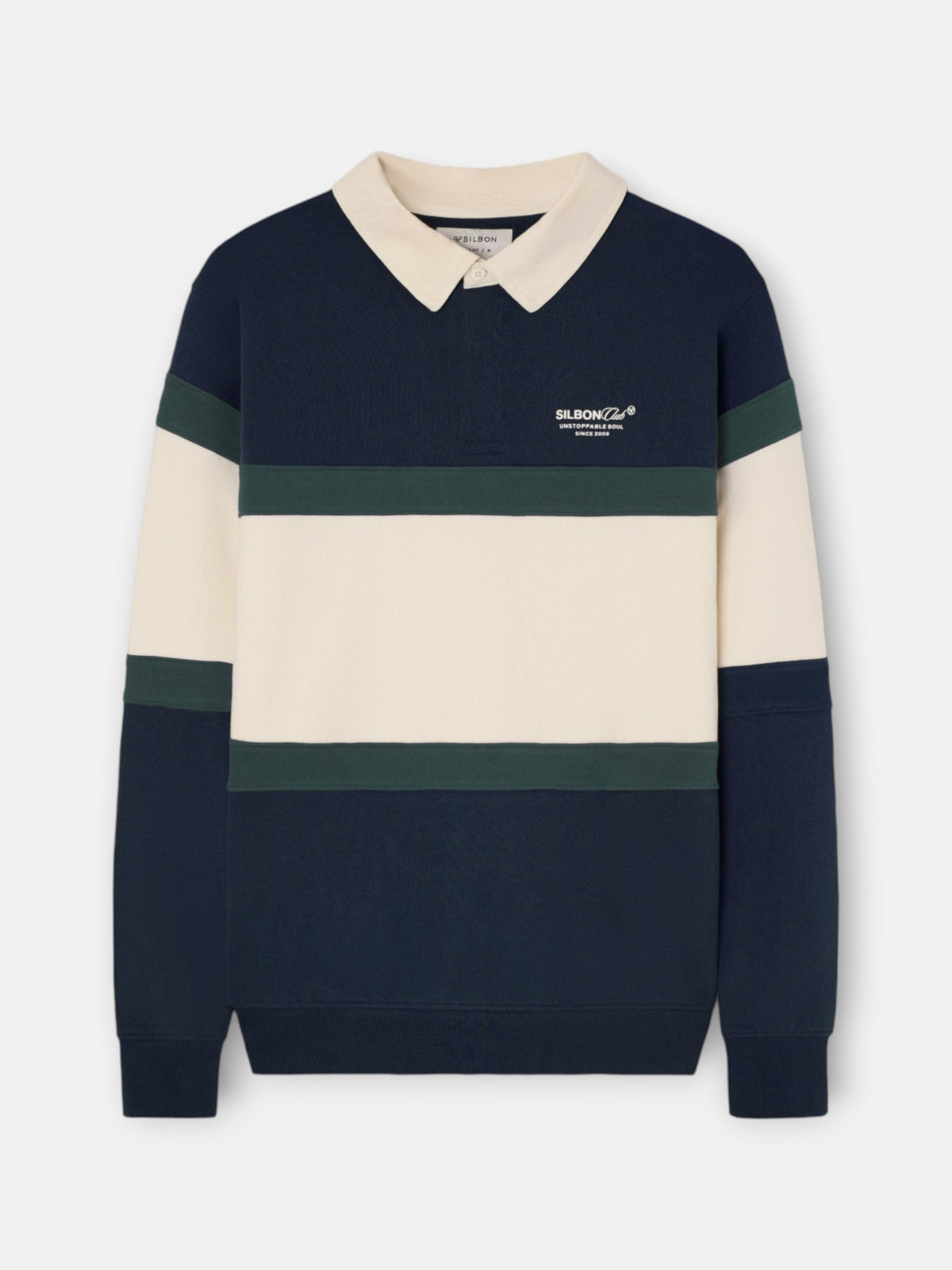 Sweat-shirt col polo Silbon Club bleu marine