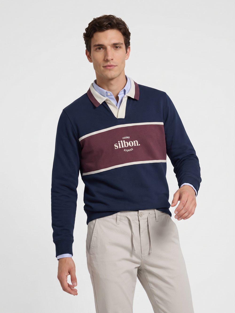 Navy blue young stories polo sweatshirt