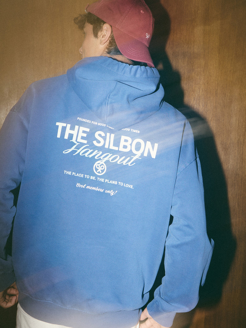 Sweat à capuche coupe décontractée hangout bleu