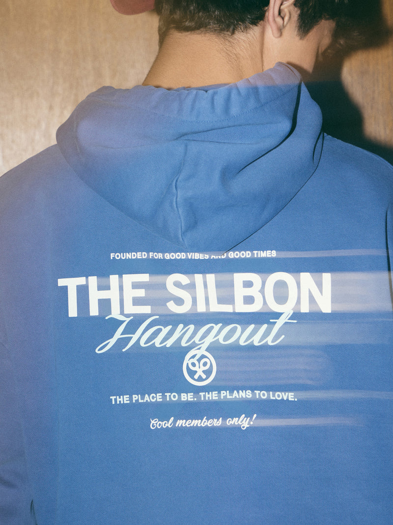 Sweat à capuche coupe décontractée hangout bleu