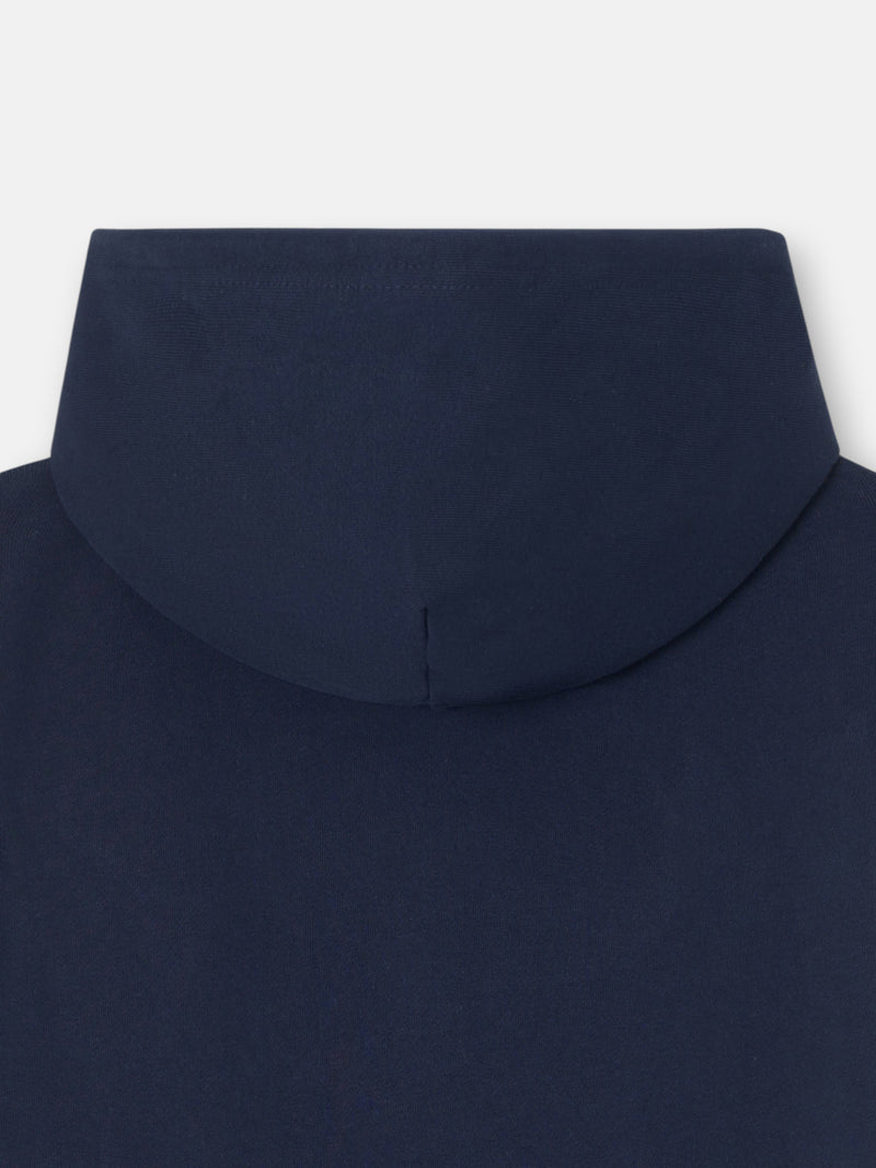 Sudadera capucha relaxed franjas azul marino