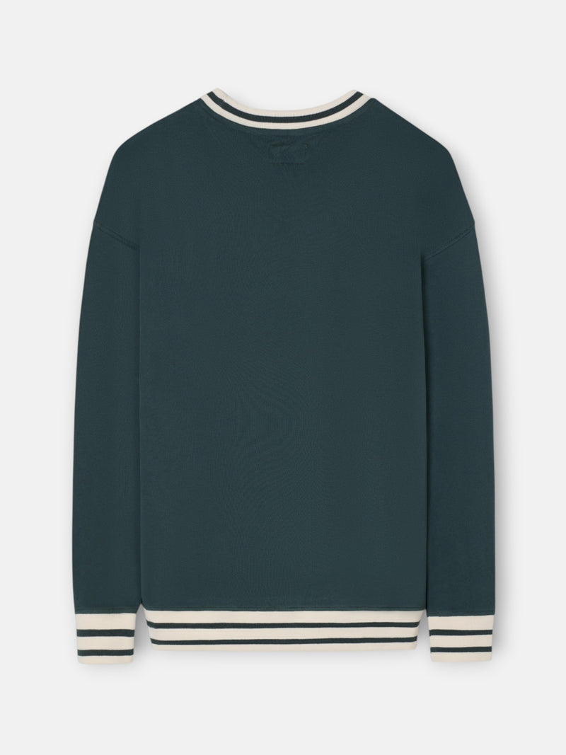 Sweatshirt relaxed fit retro verde escuro