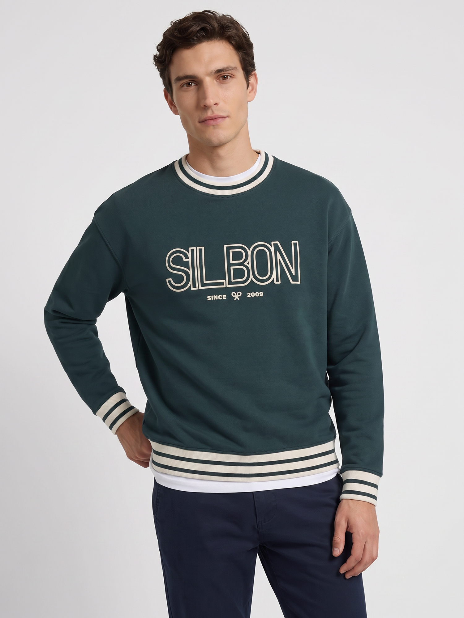 Dark green retro relaxed fit sweatshirt