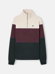 Sweatshirt meia fecho blocos verde