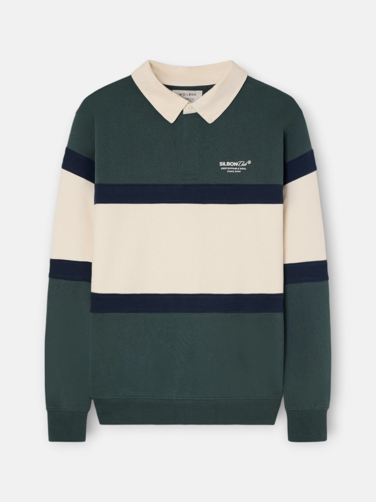 Sweat-shirt col polo Silbon Club vert foncé