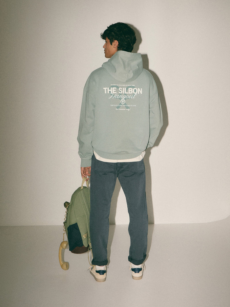 Sudadera relaxed fit capucha hangout verde