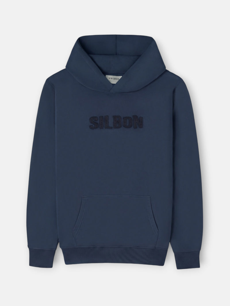 Sweat à capuche avec écusson bleu