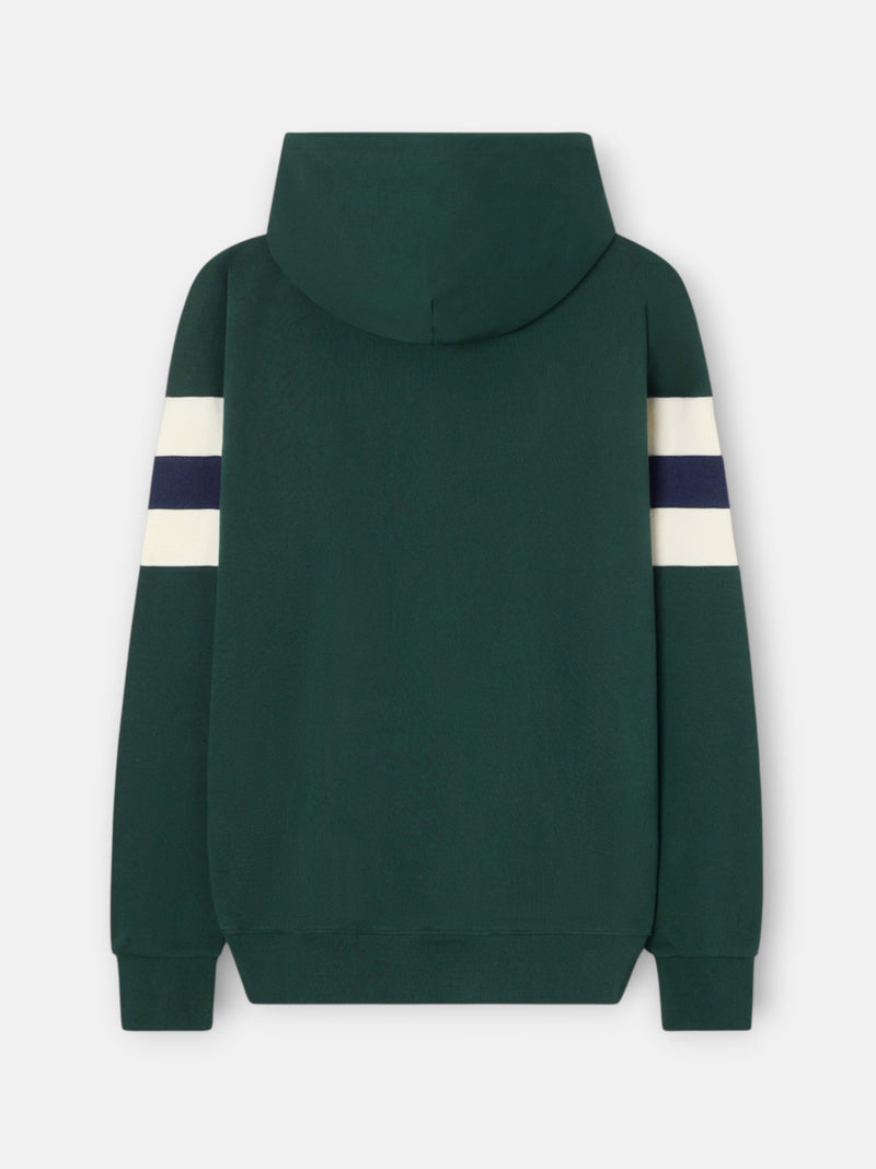 Sudadera capucha relaxed franjas verde oscuro