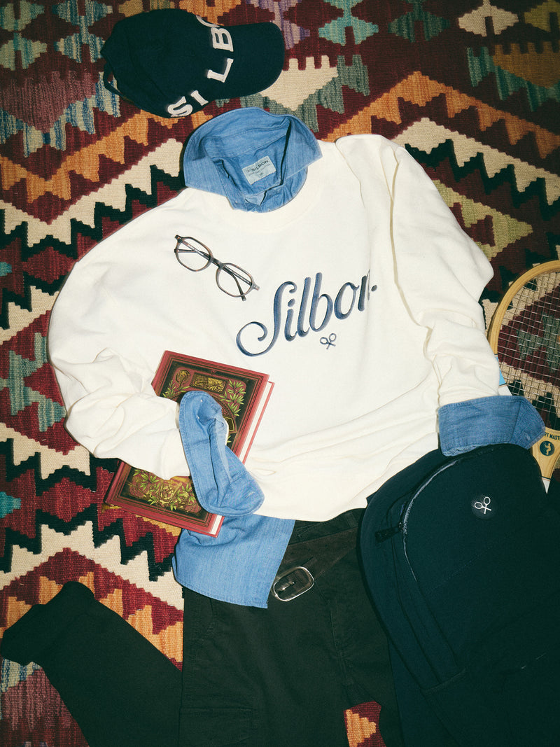 Sweatshirt relaxed fit silbon bordado creme