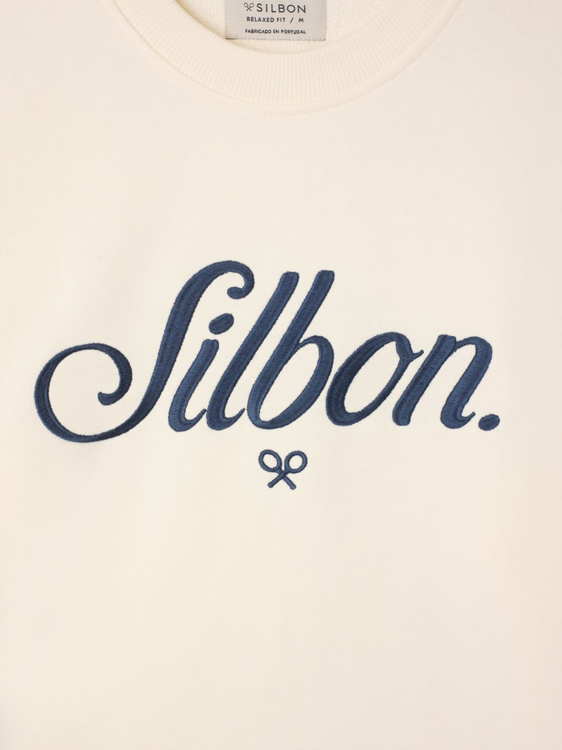 Sweatshirt relaxed fit silbon bordado creme