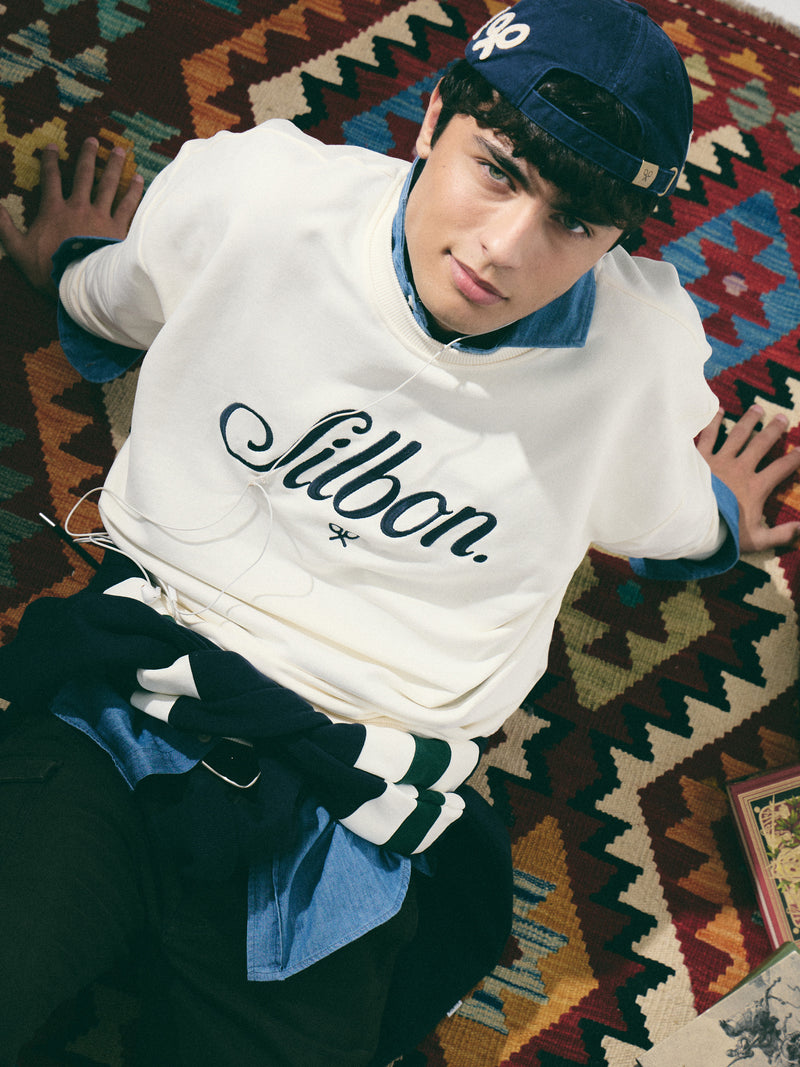 Sweatshirt relaxed fit silbon bordado creme