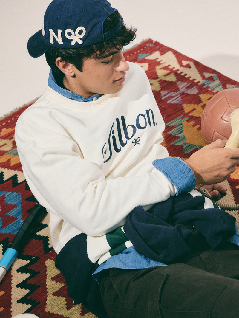 Sweatshirt relaxed fit silbon bordado creme