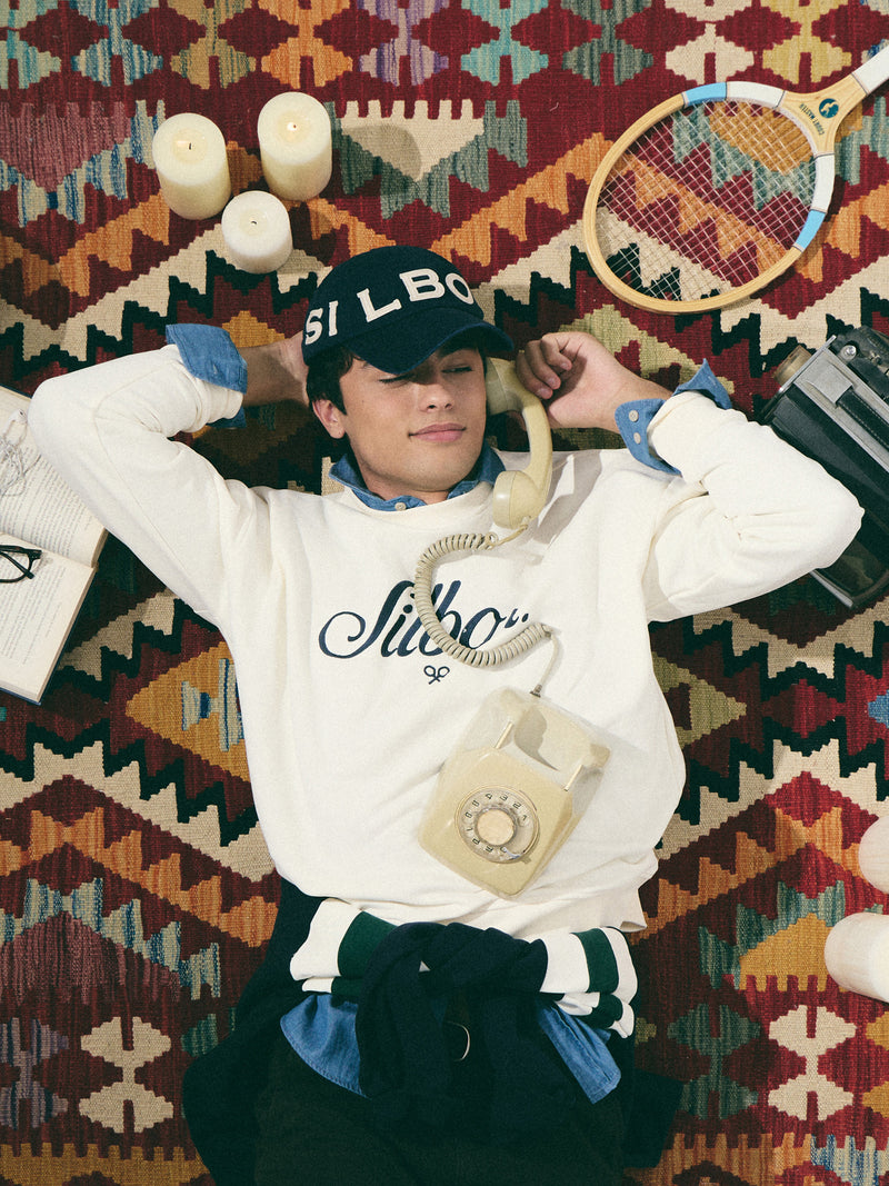 Sweatshirt relaxed fit silbon bordado creme