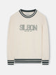 Sudadera relaxed fit retro ribs bicolor crema
