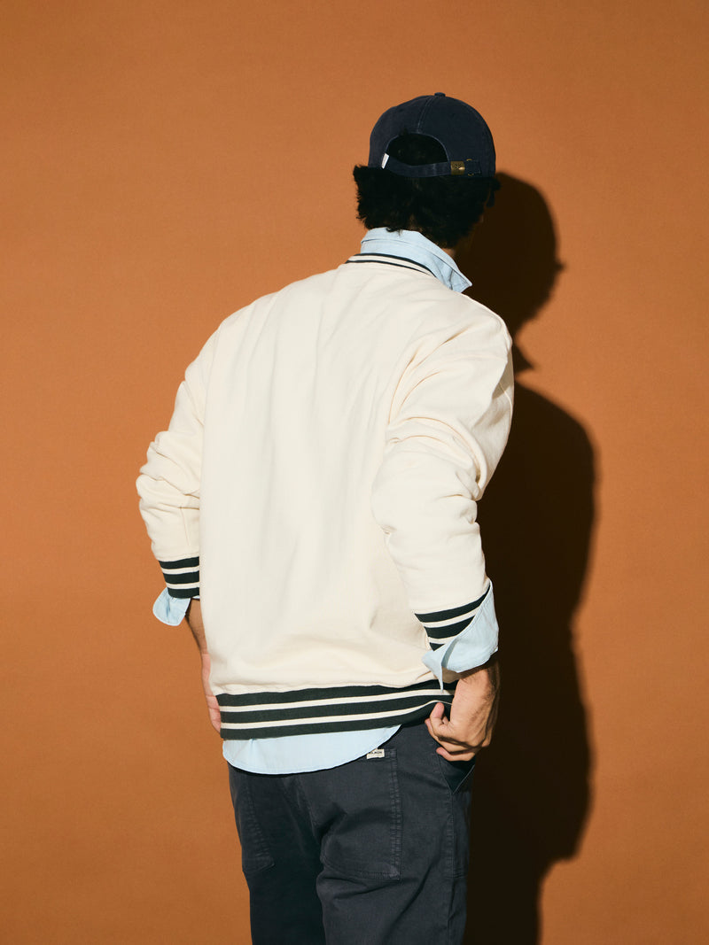 Relaxed fit retro bicolor cream sweatshirt