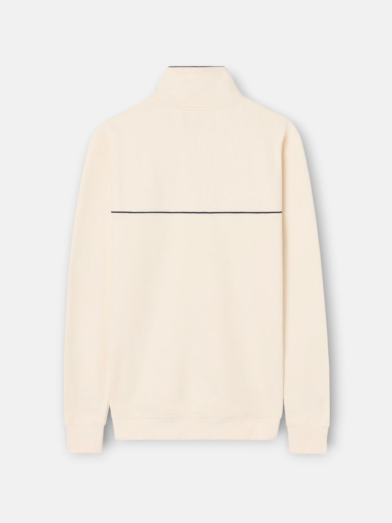 Sudadera media cremallera vivos contraste crema