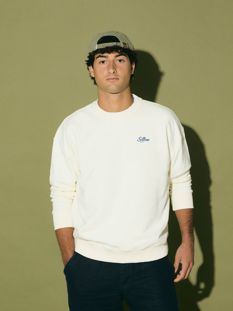 Sudadera relaxed fit silbon society crema