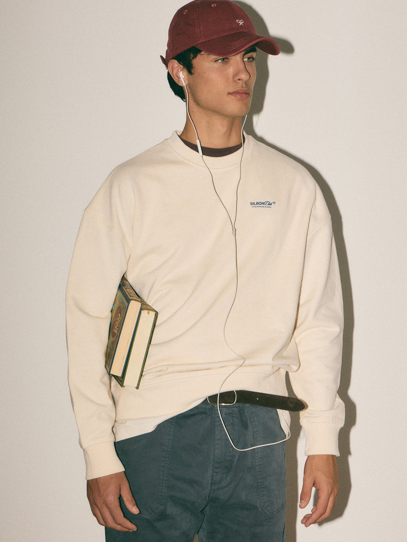 Sudadera relaxed fit silbon club crema