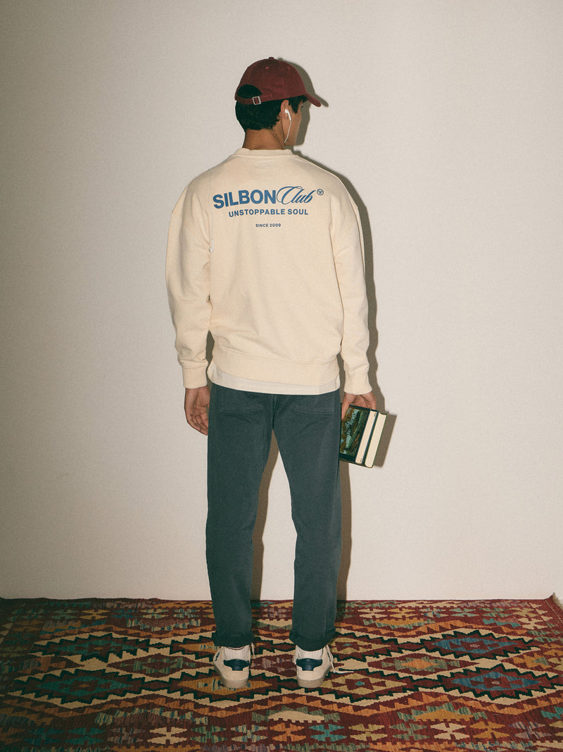 Sudadera relaxed fit silbon club crema