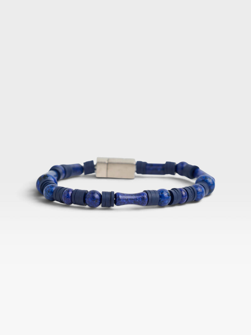 Pulsera cuentas abalorios azul marino