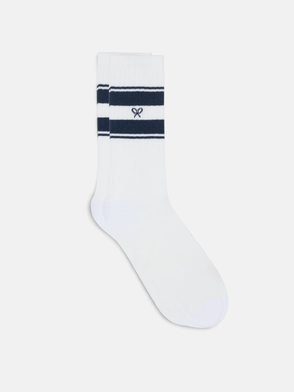 Navy blue striped racket sport sock