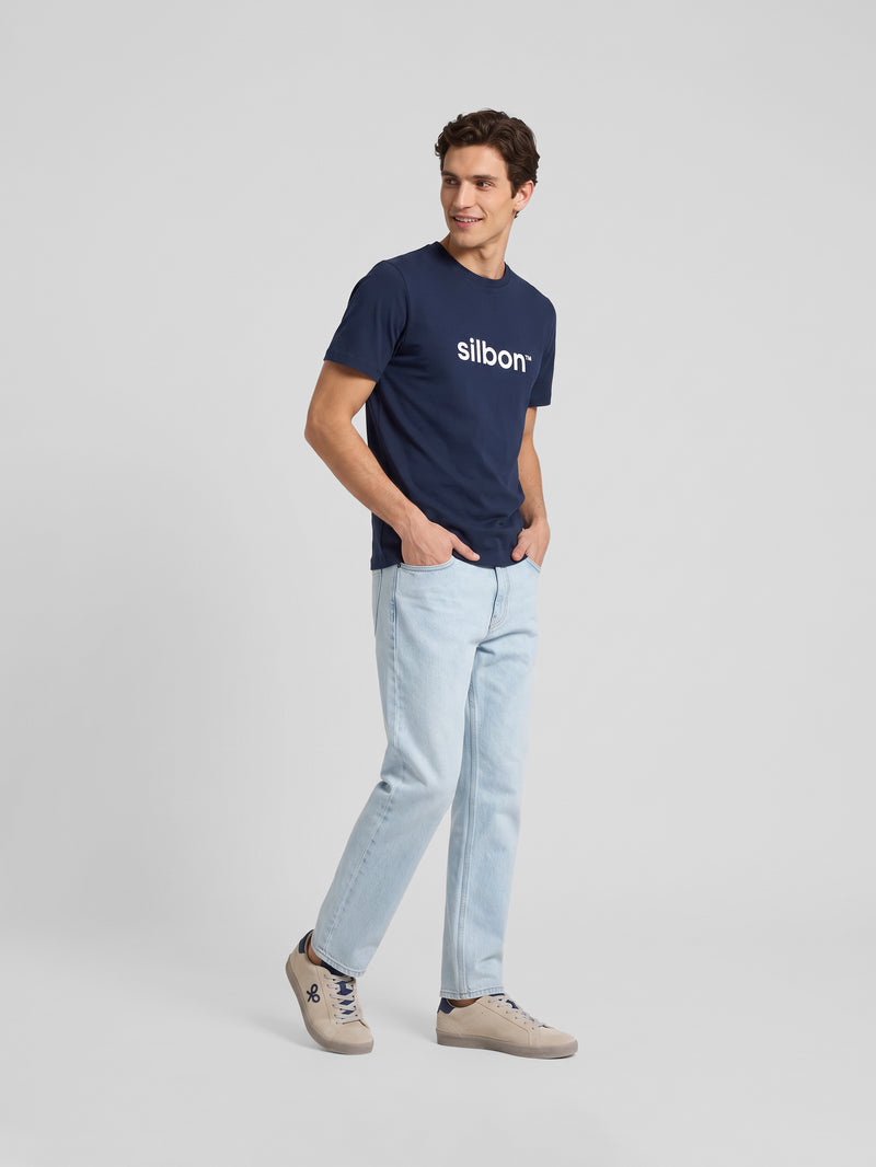Silbon flock navy blue t-shirt
