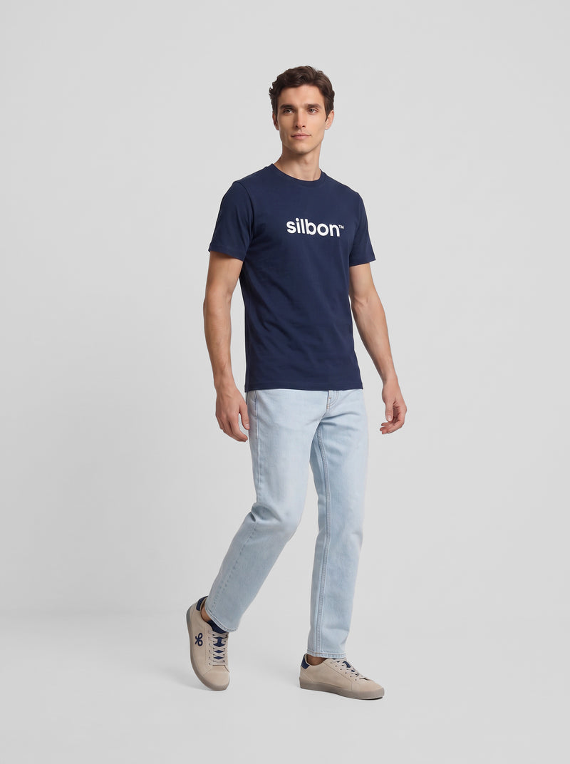 Silbon flock navy blue t-shirt