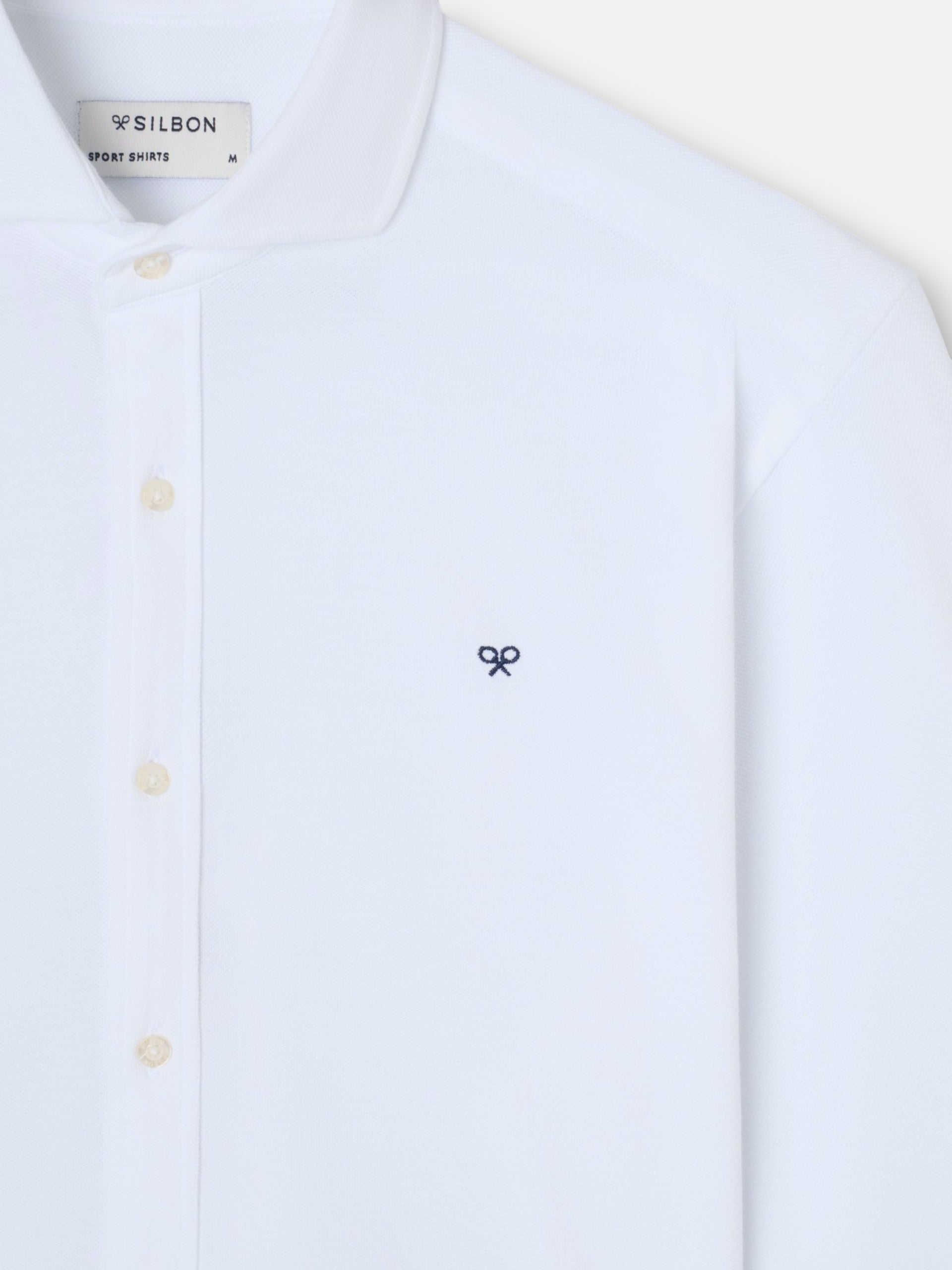 Camisa sport pique blanco