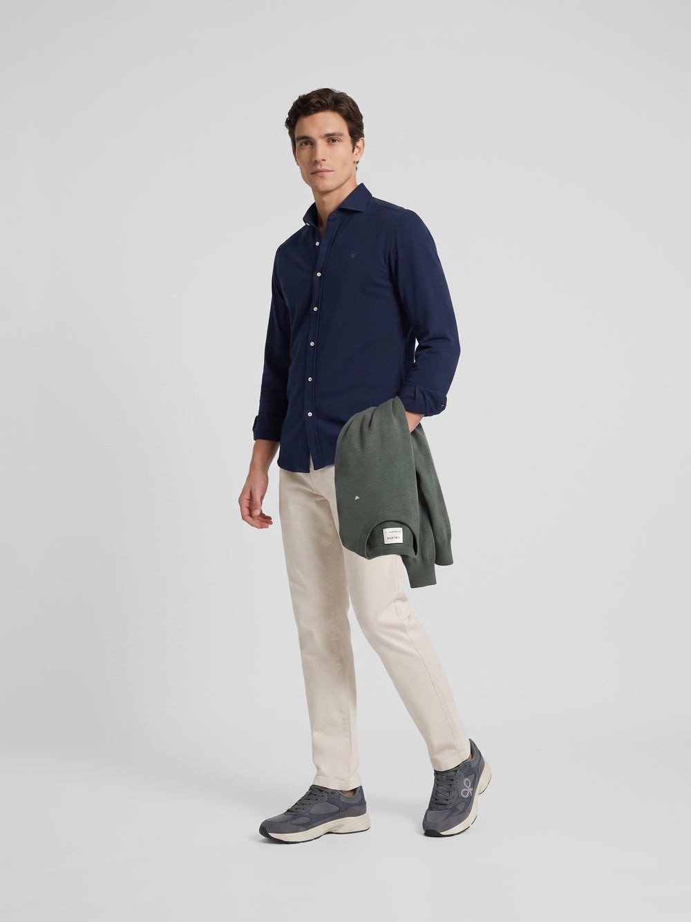 Navy pique sport shirt