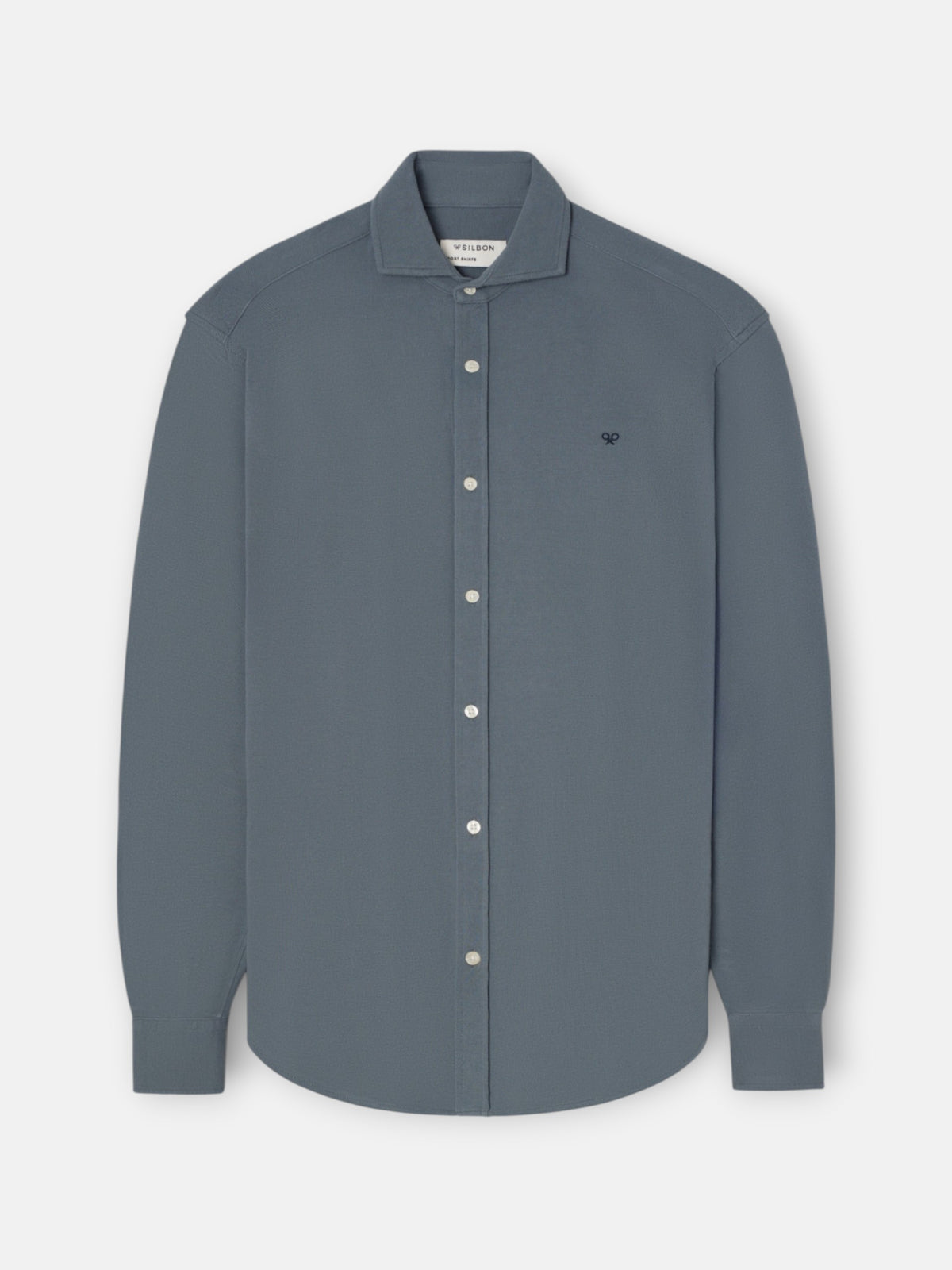 Camisa sport pique azul gris