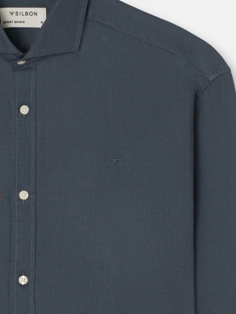 Grey herringbone sport shirt