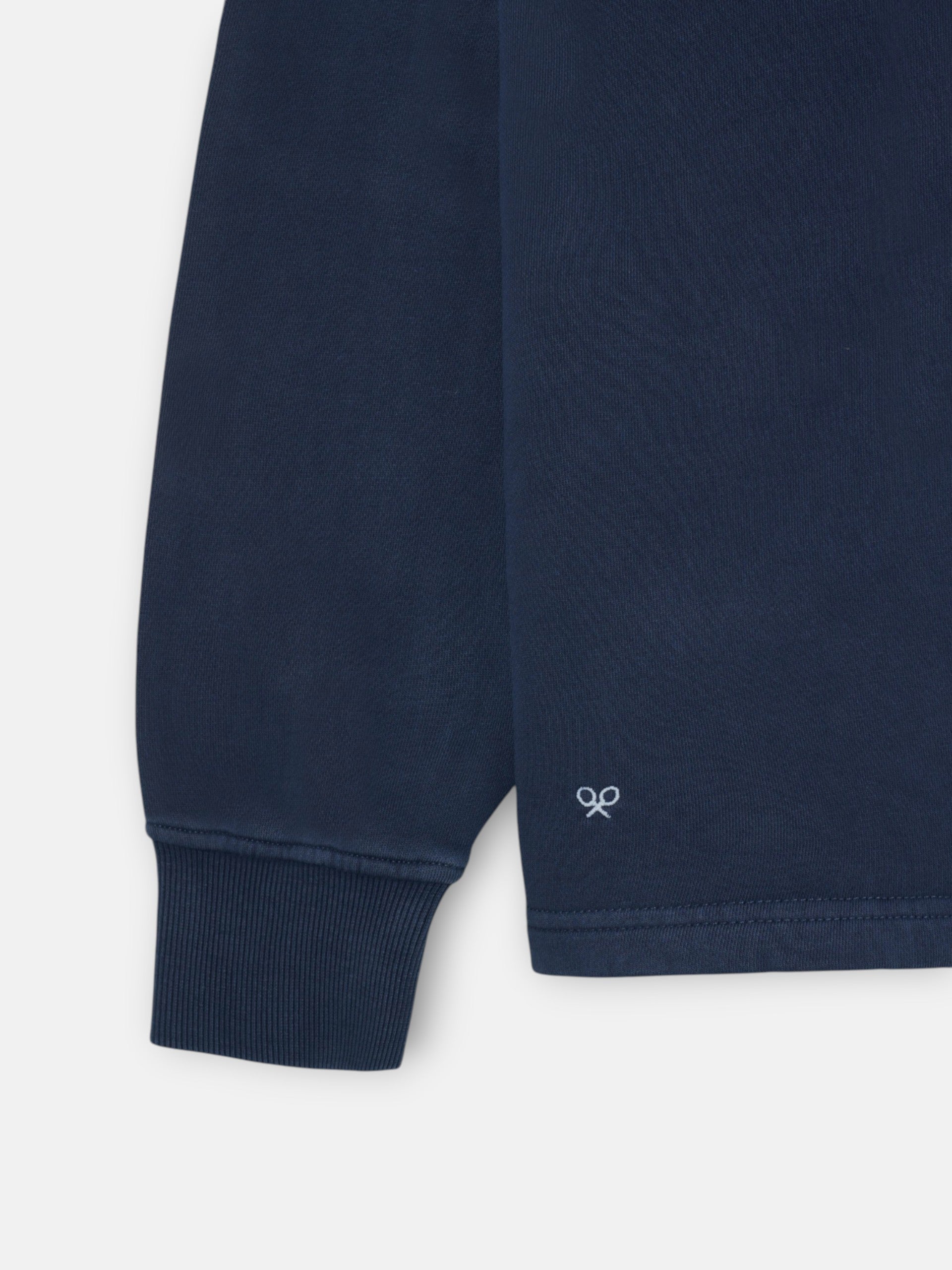 Sudadera cuello polo desgastada azul marino