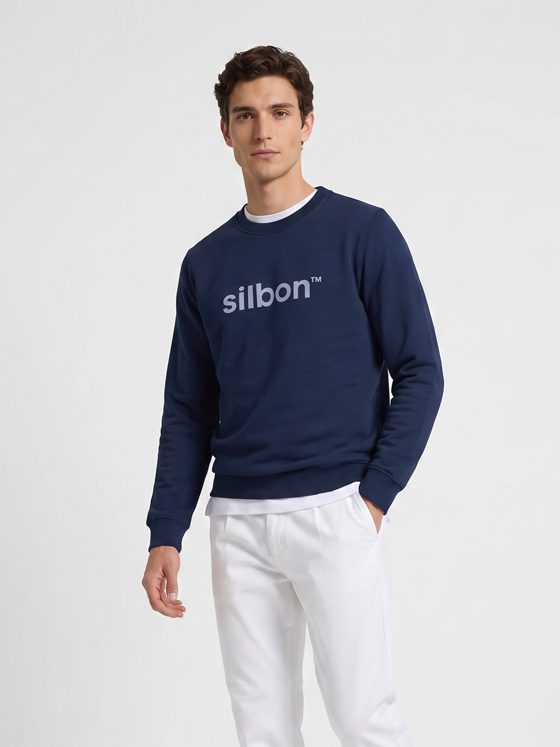 Silbon navy blue flock sweatshirt