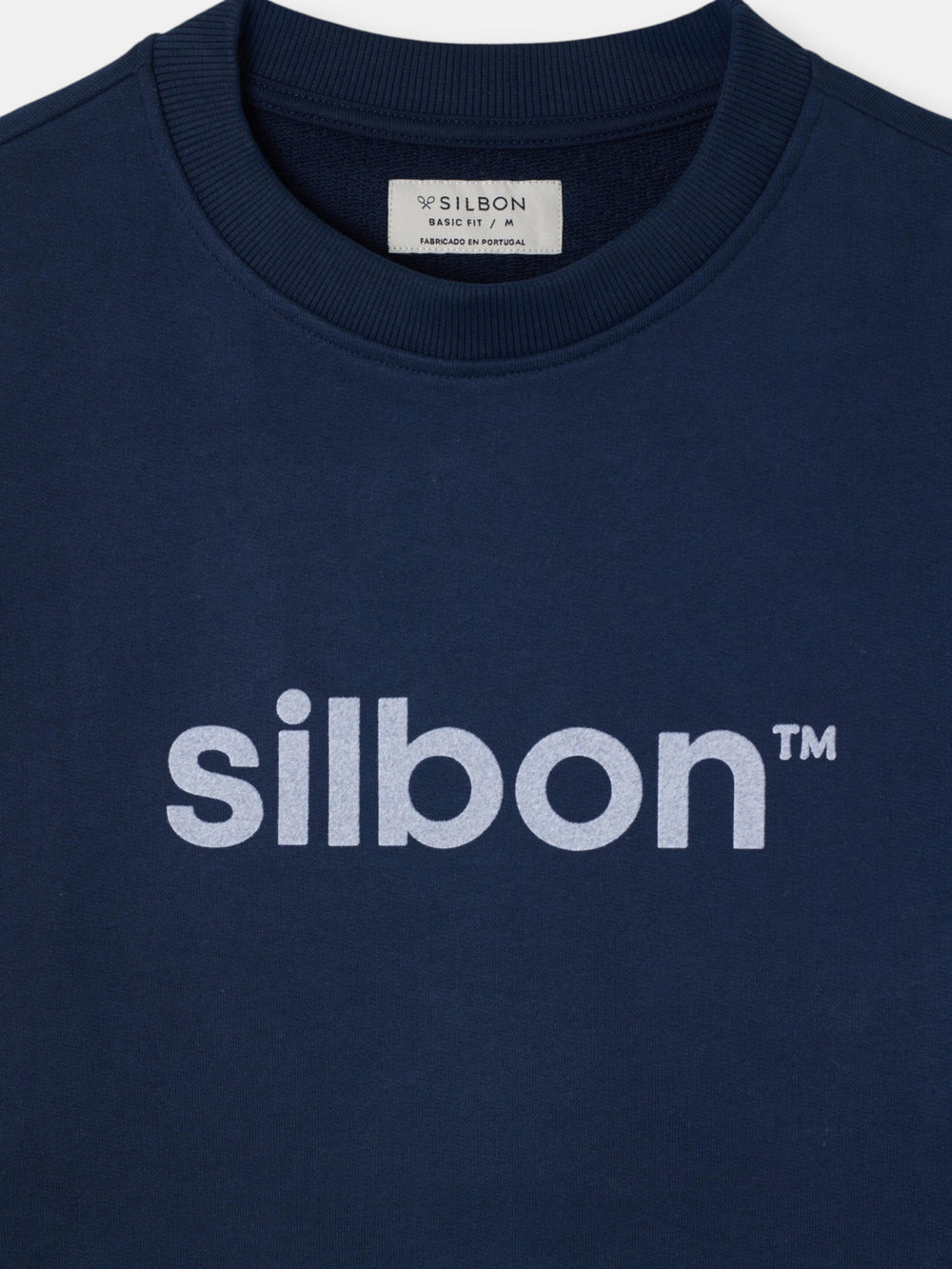 Sweat-shirt Silbon flock bleu marine