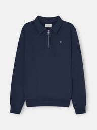 Half-zip sweatshirt with mini logo in navy blue