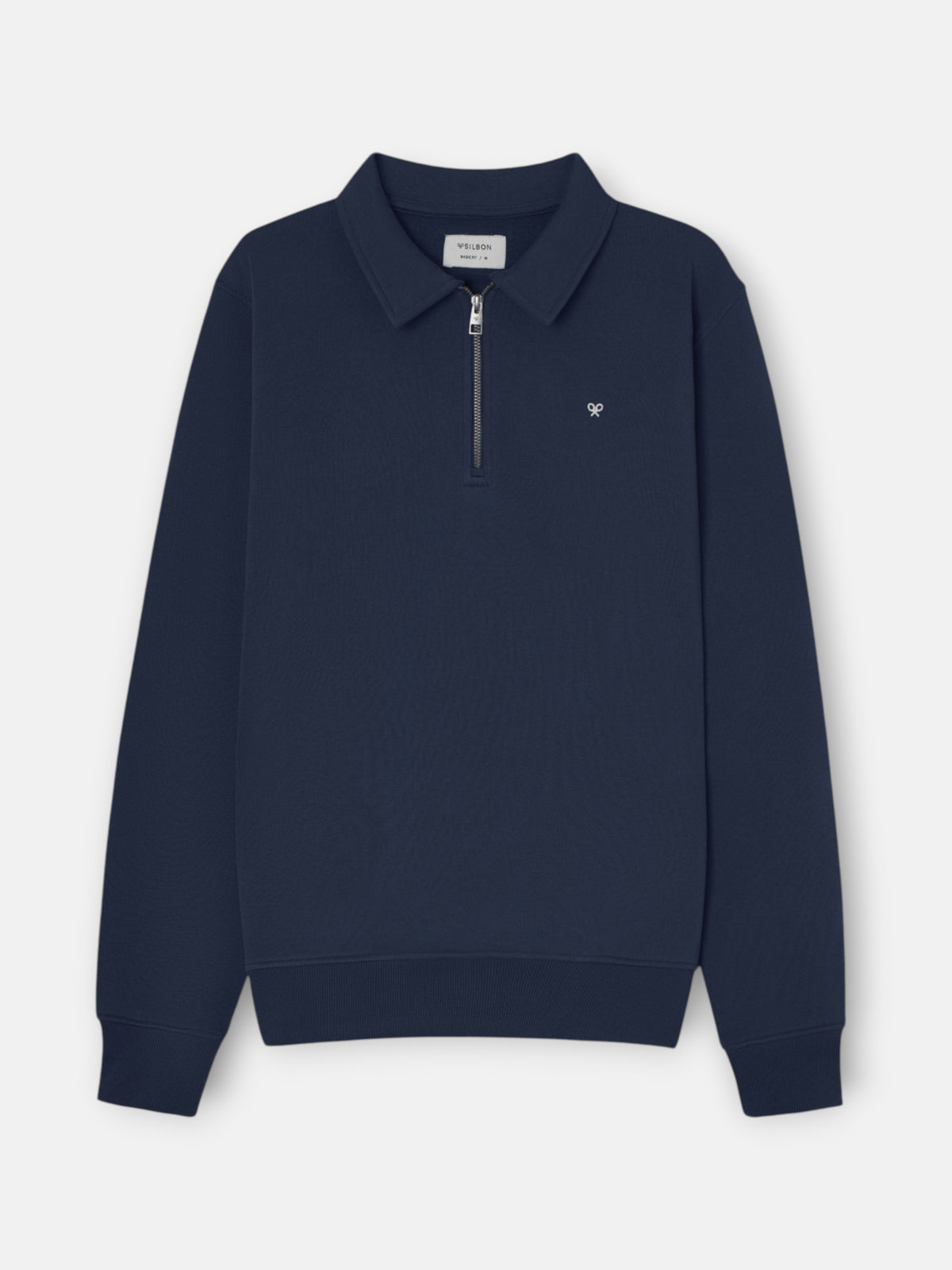 Sudadera media cremallera minilogo azul marino