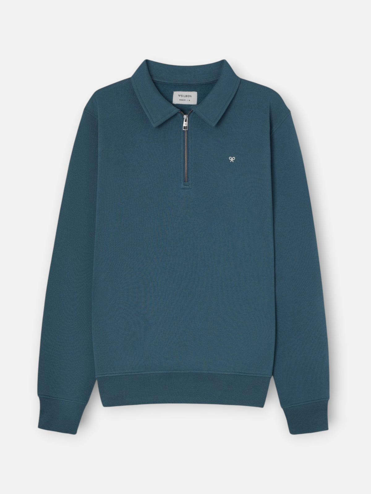 Sudadera media cremallera minilogo petroleo