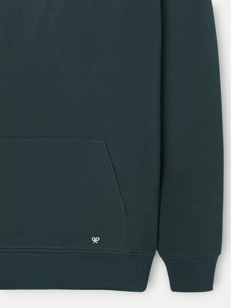 Sweatshirt com capuz e cordão verde escuro