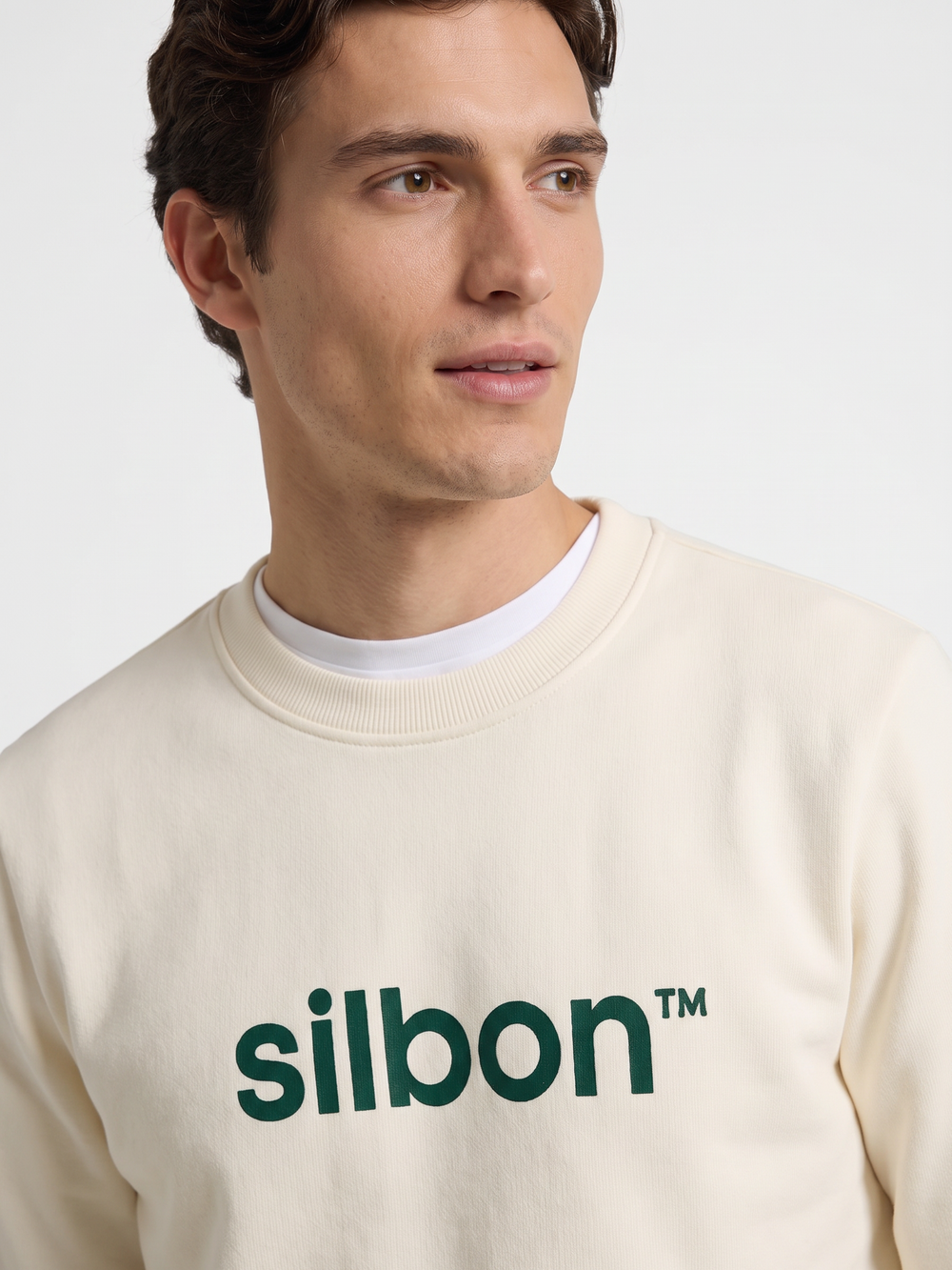 Sweat-shirt Silbon flock crème