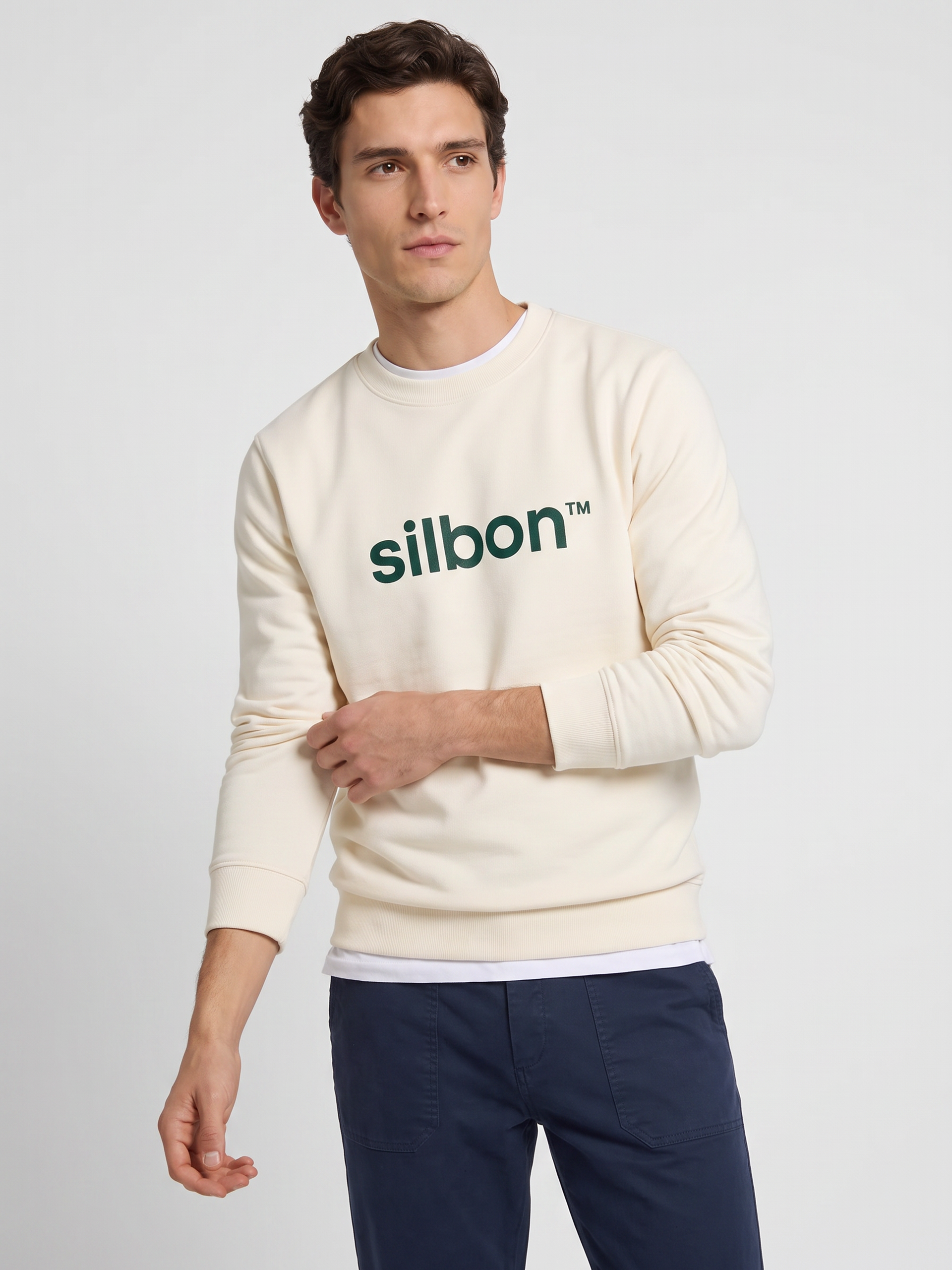 Sweat-shirt Silbon flock crème